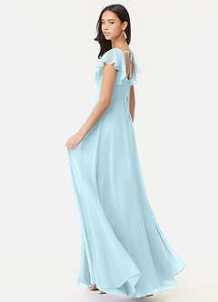 Azazie Bondi Brautjungfernkleider A-Linie Gekräuselt Chiffon Kleid Wolke Blau image5