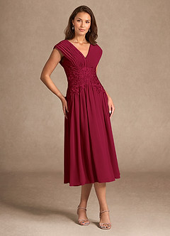 Azazie Hudson Kleider für die Brautmutter A-Linie Spitze Kleid Burgunderrot image6