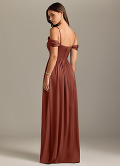 Azazie Calianna Bridesmaid Dresses Auburn A-Line Off the Shoulder Stretch Satin Convertible Dress image10