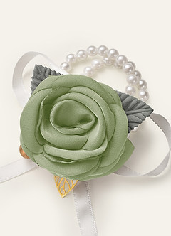 front Matching Color Stretch Satin Wrist Corsage
