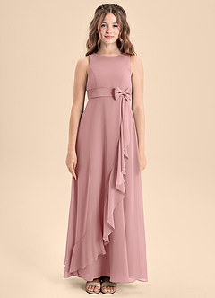 Azazie Lilenne Junior Robe Trapèze en Mousseline de soie Arc Rose Poussiéreuse image5
