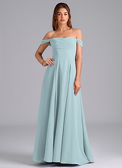 Azazie Almina Bridesmaid Dresses Mist A-Line Off the Shoulder Chiffon Convertible Dress image1