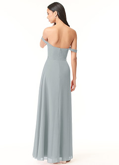 Azazie Aaron Bridesmaid Dresses Dolphin Grey A-Line Off the Shoulder Chiffon Convertible Dress image5