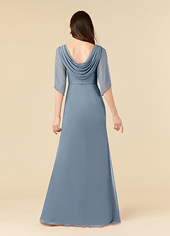Azazie Magdalene vestidos de madre de la novia Vestido de Azul Polvoriento de Malla de Vestido tubo con Lentejuela image4
