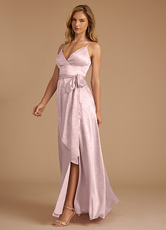 Azazie Sophia Bridesmaid Dresses Peony Pink Floral Jacquard A-Line Pleated Floral Jacquard Dress image4