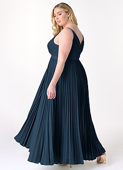 Azazie Raychelle Bridesmaid Dresses Dark Navy A-Line V-Neck Chiffon Dress image11