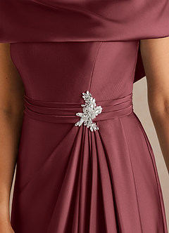 Azazie Branford Kleider für die Brautmutter A-Linie Plissee Stretch-Satin Kleid Merlot image4