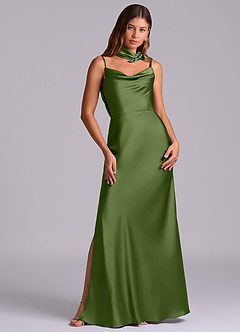 Azazie Yazmine Final Sale Juniper Mermaid Pleated Stretch Satin Dress image4