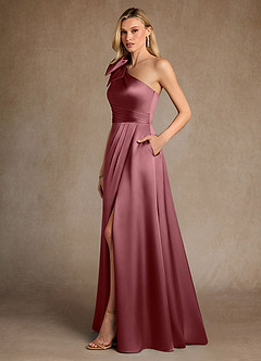 Azazie Easton Mother of the Bride Dresses Desert Rose A-Line One Shoulder Stretch Satin Dress image2