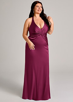 Azazie Valerie Bridesmaid Dresses Red Plum Mermaid Pleated Stretch Satin Dress image10