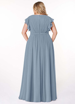 Azazie Daphne Modest Bridesmaid Dresses A-Line Ruffled Chiffon Floor-Length Dress image8