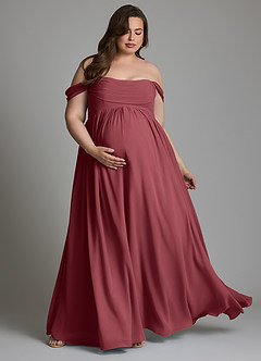 Azazie Saige Brautjungfernkleider für Schwangere A-Linie Plissee Chiffon Bodenlänge Kleid image11