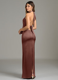 Azazie Francesca Robes de demoiselle d'honneur Robe Fourreau en Satin extensible Expresso image2
