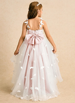 Azazie Darlina Robe Demoiselle D'honneur Fillette Robe Princesse en Tulle Dentelle Ivoire Rose Rougissant image7