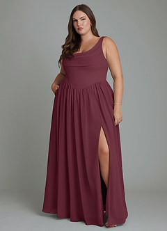 Azazie Novi Bridesmaid Dresses Cabernet A-Line Pleated Chiffon Dress image7