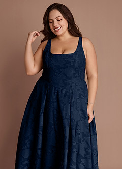 Amalie Navy A-line Midi Dress image6
