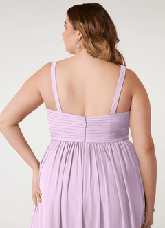 Azazie Chanel Jurken voor bruidsmeisjes Jurk van Chiffon met A-Lijn Geplooid Frosted Lila image11