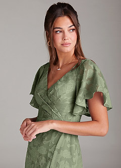 Azazie Ambrosia Bridesmaid Dresses Pistachio A-Line Pleated Floral Burnout Dress image6