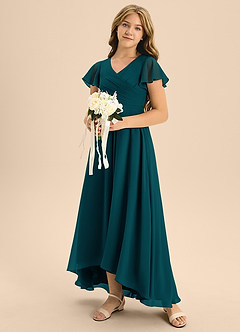 Azazie Induh Junior A-Linie Plissee Chiffon Kleid Kiefer image2