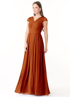 Azazie Organa Bridesmaid Dresses Paprika A-Line Pleated Chiffon Dress image3