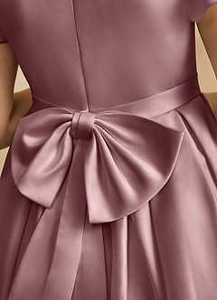 Azazie Pearl Flower Girl Dresses Dusty Rose Ball-Gown Pleated Matte Satin Dress image8