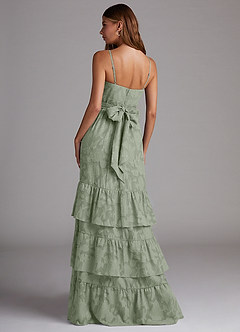 Azazie Nathalia Bridesmaid Dresses Agave A-Line Bow Floral Burnout Dress image2