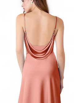 Azazie Alaija Brautjungfernkleider Meerjungfrau-Linie Seitliche Cut-Outs Stretch-Satin Kleid Koralle image6