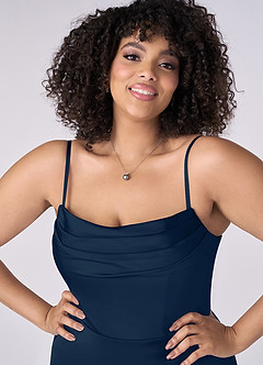 Barbie ♥ Azazie Final Sale Barbie Pink A-Line Off the Shoulder Stretch Satin Convertible Dress image10