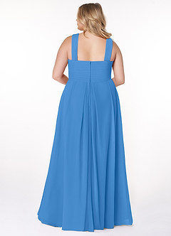 Azazie Kaleigh Robes de demoiselle d'honneur Robe Trapèze en Mousseline de soie Plissée Geai Bleu image8