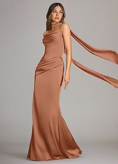 Azazie Sorrel Bridesmaid Dresses Bronzer Mermaid Strapless Stretch Satin Convertible Dress image4