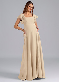 Azazie Bondi Maternity Bridesmaid Dresses A-Line Ruched Chiffon Floor-Length Dress image1