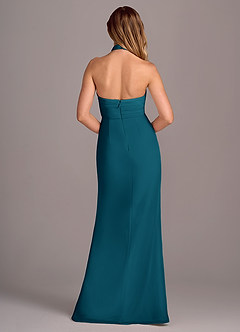 Azazie Jemma Bridesmaid Dresses Ink Blue Sheath Pleated Chiffon Dress image2