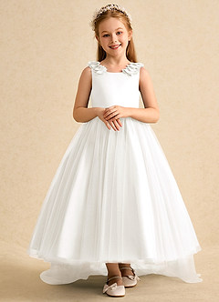 Azazie Lorita Flower Girl Dresses Ivory A-Line Beaded Tulle Dress image6
