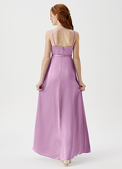 Azazie Kaylee Junior Robe Trapèze en Satin extensible avec ceinture Glycine image2