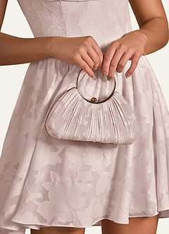 front Matching Color Floral Burnout Pleated Handbag