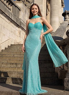 Jasminiah Blue Pearl-Embellished Lace/Chiffon Prom Dress image2