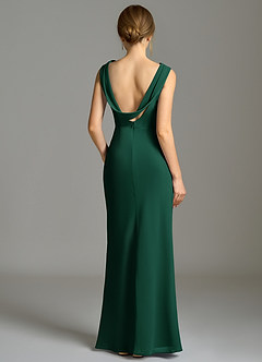 Azazie Kieryn Bridesmaid Dresses Emerald Mermaid Pleated Chiffon Dress image2