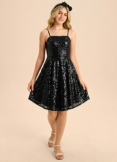 Azazie Lilah Junior Formal Linia A Cekiny Mini Młodsza druhna Sukienka image3