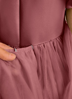 Azazie Cocoa Abiti da Ragazza di Fiori Abito Principessa in Tulle Plissettato Ametista image10