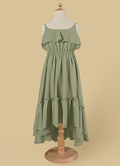 Azazie Karmen Flower Girl Dresses Pistachio A-Line Ruched Chiffon Dress image6