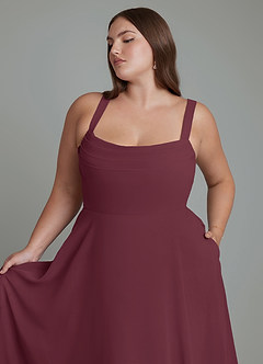 Azazie Shaude Bridesmaid Dresses Cabernet A-Line Pleated Chiffon Dress image11