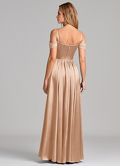 Azazie Raisa Bridesmaid Dresses English Rose A-Line Off the Shoulder Stretch Satin Dress image6