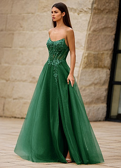 Brilliance Dunkelgrün Glitzerndes Ballkleid image3