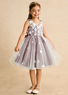 Azazie Junebug Flower Girl Dresses Ivory Vintage Mauve Ball-Gown Lace Tulle Dress image5