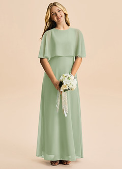 Azazie Maris Junior Robe Trapèze en Mousseline de soie Vert Sauge image4