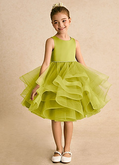 Azazie Tinie Abiti da Ragazza di Fiori Abito Principessa in Tulle Fiocco Citronella image3