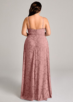 Azazie Moira Bridesmaid Dresses Dusty Rose A-Line Side Slit Floral Burnout Dress image11