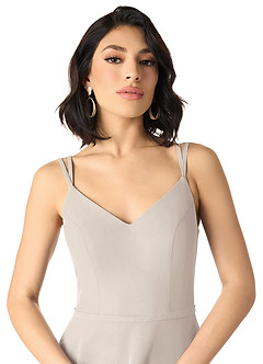 Azazie Janine Bridesmaid Dresses Frost A-Line V-Neck Chiffon Dress image3