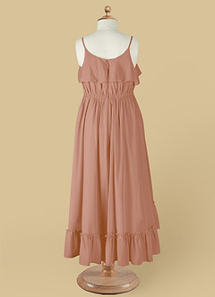 Azazie Karmen Blumenmädchenkleider A-Linie Gestreift Chiffon Kleid Champagner Rosa image9