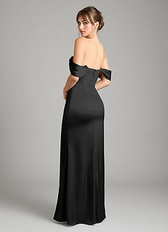 Azazie Johana Bridesmaid Dresses Black Mermaid Off the Shoulder Stretch Satin Convertible Dress image8